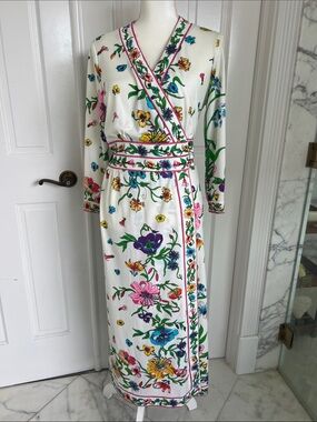 Vintage 60’s or 70’s Maurice White Floral Maxi Wrap Dress